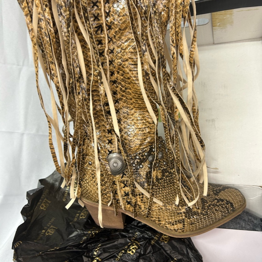 L&B Brown Snake Pattern Boots - Picture 3 of 3
